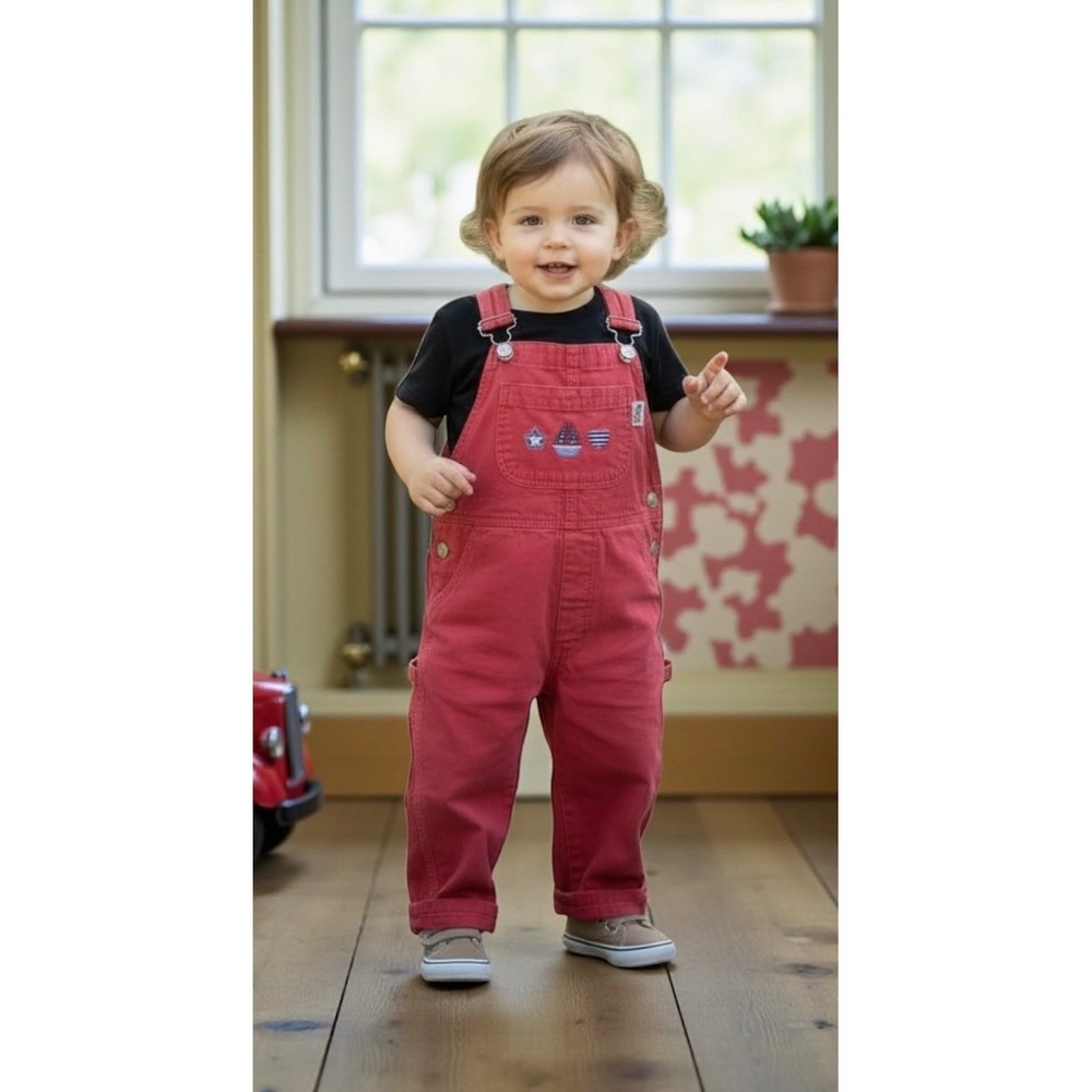 Vintage sprockets Red Denim Overalls 18 mnth Y2K Kidcore Grunge Bibs USA‎